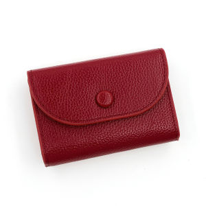 [Top Layer Cowhide Lychee Pattern Short Wallet] Multiple Card Slots Large Capacity Coin Purse Storage License 3 Card Position Card Card Case