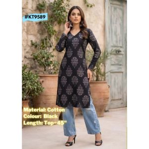 DEBAYU Nayo Cotton Straight Kurti Ethnic Prints Size S to 2XL Kurta Top only Malaysia
