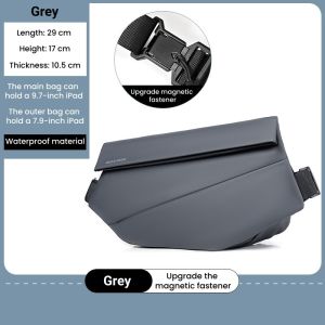 Tas Mens Chest Bag Magnetic Snap Multi-functional Commuter Crossbody Bag Waterproof Messenger Bag