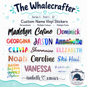 Custom Name Vinyl Stickers - Personalised Waterproof Multiple Colours Multiple Fonts for Bottle Bicycle Helmet Laptop Notebook Files Shadow Boxes & Teachers Day Gifts.