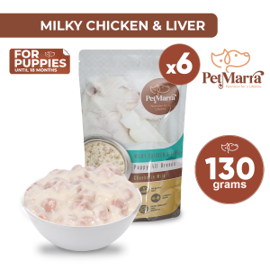 PetMarra Chicken and Liver Chunks in Milk Puppy Wet Food Pouch 130g BUNDLE OF 6 puppies pet foods pets all breeds