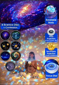 Galaxy Star Projector Night Light Planetarium with Time Setting Lighting Effects and 360° Rotatable
