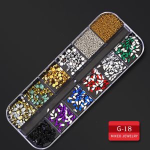 Ail 3D Nail Art Crystal Strass Decorations DIY Mix Pearl Star Crystal Diamond Feathers Charm Metal Nail Art Decoration