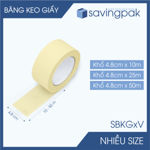 SBKGxV - Băng keo giấy băng dính giấy khổ 1.2cm - 2.4cm - 4.8cm chặn sơn - Nhiều size