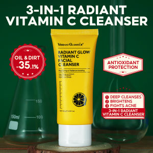 VIBRANT GLAMOUR 3-in-1 Radiant Vitamin C Facial Cleanser Deep Cleansing Brightening With Centella Refined Skin 60g