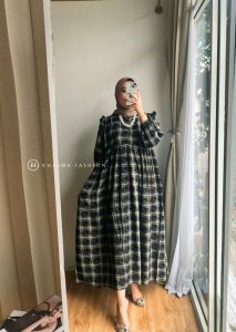 Midi Dress Wanita Oversize Motif Rayon Premium Rasya Midi