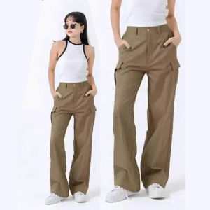 Celana Cargo Pants Wanita Highwaist Casual Kekinian Korean Style
