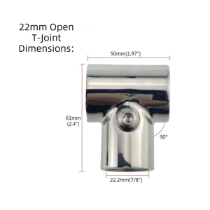 HUNIU 316 Stainless Steel Boat Hand Rail Fittings 90 Degree Corrosion Resistant Stainless Steel Tee Tube Fittings 22/25MM Marine Handrail Fitting Marine Applications