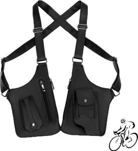 Armpit Bag for Men Double Shoulder Armpit Bag for Men Double Shoulder Strap Multi-pocket Outdoor Anti-Theft Tactical Bag For Cycling Cross-Country And Marathons (Black)