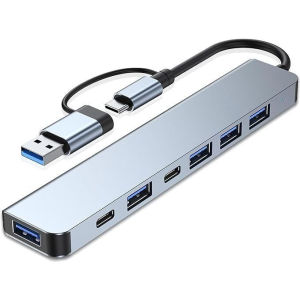 Dual Head Type-C 7-in-1 USB 3.0 High Speed Aluminum Expansion Dock Multi-Function Computer Docking Station For Desktop