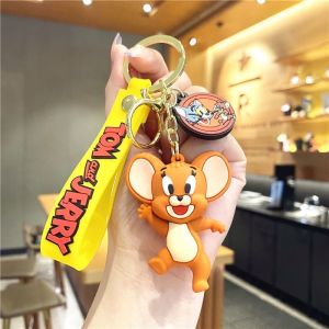 Tom and Jerry Anime Toy Keychain Car Key Bag Pendant Cute Cat And Mouse Cartoon Action Doll Collectibles Childrens Gift Toys