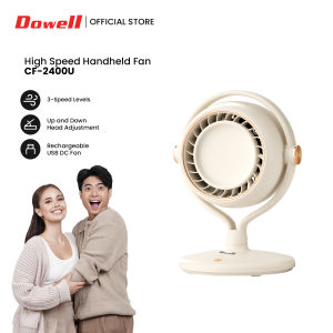 Dowell USB Rechargeable Circulator Desk Fan with Silent Operation | 3-Speed Portable Fan | Type-C Charging | CF-2400U
