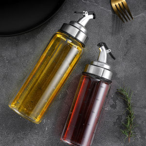 Heat Resistant Glass Oil Bottle Dispenser Container Nozzle for Sauce Vinegar Seasoning Condiment 300ml 500ml