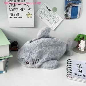 🎀Perfection Store1🎀 Cute Plush Shark Pencil Case Student Stationery School Supplies Kawaii Doll Back To School Storage Bag Pen Bag Stationery