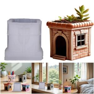Creative House Shaped Flowerpot Silicone Mold For DIY Container Making Resin Crafts And Succulent Planters