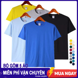 [HCM]Combo 5 Áo Thun Nam Trơn Chất Liệu Cotton Thoáng Mát Thấm Hút Tốt Form dáng chuẩn tôn dáng người mặc - Màu Ngẫu Nhiên BM03