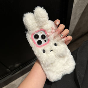 3D Plush Miffy Rabbit Case for iPhone 11 12 13 14 15 16 Pro Max casing Autumn and Winter Plush Soft Case for iPhone13 case
