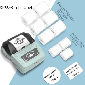 KAYSION Portable Printer with 9 Rolls of Labels Bluetooth Sticker Maker Machine Barcode Printer for Clothing Jewelry Retail
