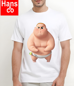 Kaos Pria Model Terkini Trending Motif 3D Bahan katun 24s Boss Baby Sumo  H0114