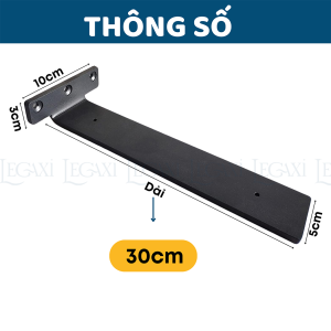 Bộ 2 giá đỡ kệ chữ T dày 5mm pát sắt đỡ kệ gỗ ke treo tủ tường decor trang trí Zaba 30cm