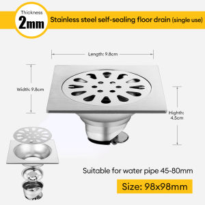XTEN Floor Drains 304 Stainless Steel Shower Drainer Bathroom Waste Drain Cover Drainer Strainer