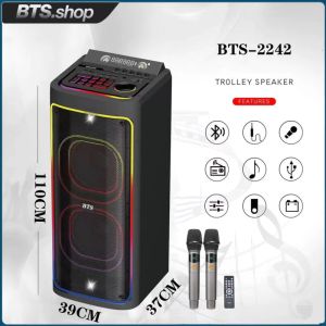 BTS 2242 dual 12Inch  Bluetooth Karaoke Speaker with Rechargeable dual Wireless Mic 240W