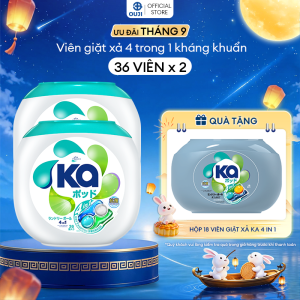 Combo 2 Hộp Viên Giặt Quần Áo Đa Năng 4 Trong 1 KA pod làm sạch sâu kháng khuẩn bền màu (36 Viên/ Hộp)