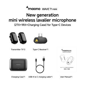 Maono T1 Mini Không Dây Micro dây chuyền Ai Tiếng Ồn Hủy Bỏ Microphone mic nhỏ Với Maono Liên Kết Ứng Dụng Và 4 Mức Độ giảm tiếng ồn Cho Điện Thoại Thông Minh Vlogging phát trực tiếp