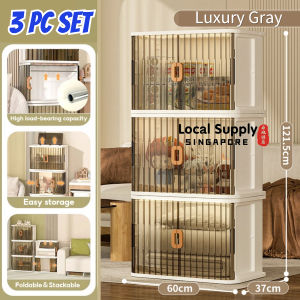 Large Foldable Plastic Storage Box Window Shutters Storage Box with Lid Stackable Storage Box Transparent