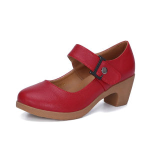 Kasut tarian profesional ballroom latin tarian kasut wanita heel tinggi mary jane kasut untuk wanita menari kasut merah hitam