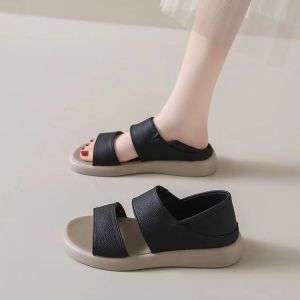 [Free Shipping] Soft Flat-Soled Roman Sandals For Women 2025 New Summer Model Versatile And Comfortable For Travel And Beach Wear