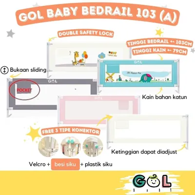 GOL Baby Bedrail Pembatas Pengaman Pagar Kasur Ranjang Tidur Bayi Anak Bed Rail Fence Safety Guard