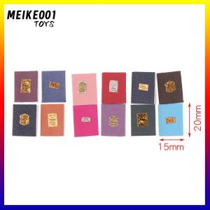 MEIKE001 บ้านตุ๊กตา1:12 12ชิ้น เซ็ตสมุดโน้ตขนาดเล็กรูปแบบหนังสือตุ๊กตาของตกแต่งบ้านตุ๊กตา