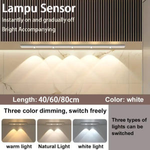 [ready stock]1500mah Lampu Kabinet Tricolor Dimming Magnetic Motion Sensor Lampu Strip/Lampu Tidur Lemari/Ruang Tamu/Dan Koridor 40/60/80CM