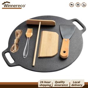 【Winnereco】 กระทะเหล็กหล่ออเนกประสงค์ สำหรับทำแพนเค้กและบาร์บีคิว เคลือบไม่ติด พร้อมด้ามจับ