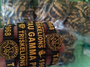 5PCS - Tau Gamma Phi Triskelions  -  Baller ID Wrist Band - EMBOSSED - NO CUT END