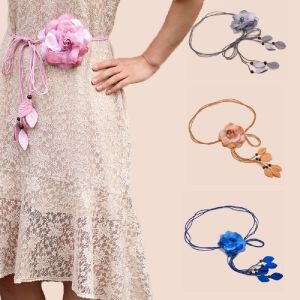 NXUGW Girls Women Tassle Dress Decorated Big Flower Thin Belts Waistband Waist Rope Waist Chain