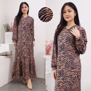 RS - Gamis Nindya Leopard Dress Busui Gamis Wanita Terbaru