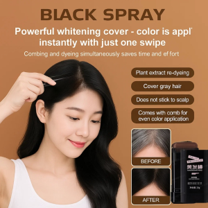 Disposable Hair Dye Pen Hair Stick Black Hair Pure Plant No Fading Botanical Color Stick Instant Gray Coverage Comb-Through Application柔和染发美发棒