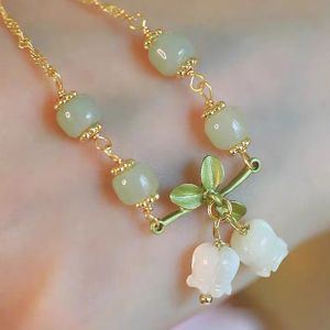 COUPLECOL Cherry Pendant Orchid Bracelet Exquisite Charm Flower New Chinese Style Bracelet Creative Hand Rope Beaded Hand Ring Women