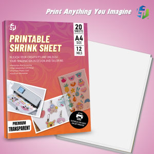 LTT Heat Shrinkable Plastic Sheets A4 - DIY Photo Jewelry Making Supplies White/Transparent 20PCS