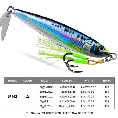 PROBEROS 1pcs Metal Spoon Fishing Lure 20g/30g/40g/60g/80g Cast Jig 3D Printing Artificial Sinking Jigging Bait Saltwater Fishing Tackle Slow Jigs/fast Jigs