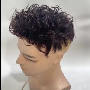 100% Human Hair Mens Toupee Fashion And Handsome Style Hair Piece Breathable Net Hair Replacement
