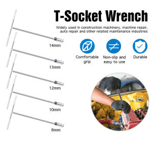 T-shaped socket wrench 8MM/10MM/12MM/13MM/14MM T-shaped extended outer hexagon motorcycle brake adjustment wrench hand tools Auto repair tools