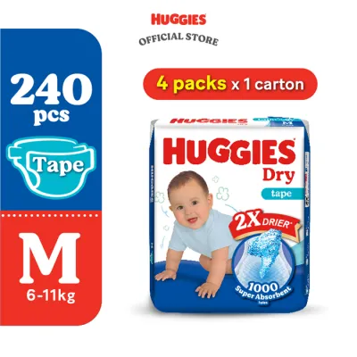 Huggies Dry Tape Diapers M60 (4 packs) - Fastest Absorbing Baby Diaper