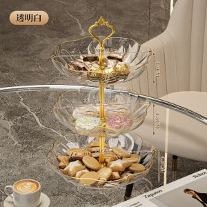 Light Luxury Multi-layer Transparent Dessert Plate Stand Fruit Tray for Home Party Dried Fruit  Snack Plate Bar Counter Display Cake Stand