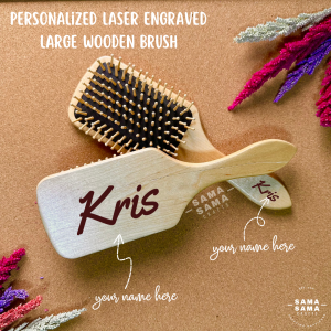 Personalized Laser Engraved Large Wooden Paddle Brush