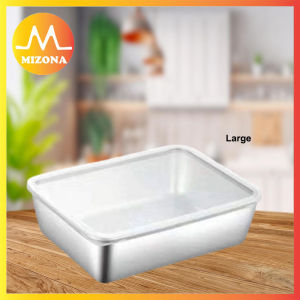 MIZONA 304 Thickened Stainless Steel Small/Big Multifunctional Plate Crisper Box Storage Box with Lid