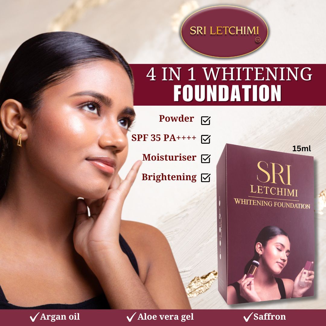 Sri Letchimi Whitening Foundation | 15ML Moisturize Sunscreen SPF **NO BRUSH INCLUDED | Golden Shine
