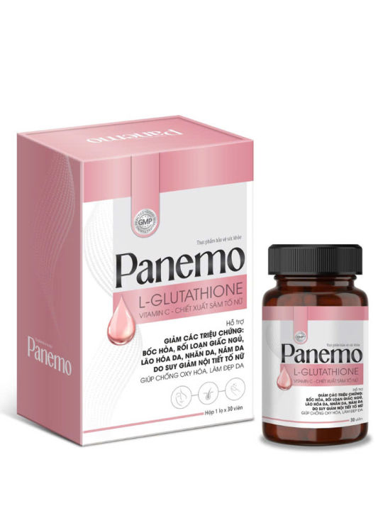 Viên uống nội tiết trắng da Dr.Panemo Mã 284 L-Glutathion Vitamin C Sâm tố nữ giảm bốc hỏa lão hóa rối loạn giấc ngủ , giảm nám do suy giảm nội tiết 